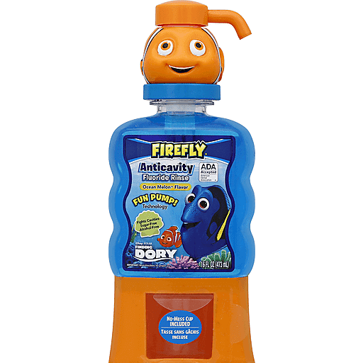 firefly finding dory anti-cavity fluoride rinse fun pump